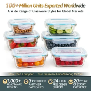Stackable Airtight Glass Storage Buckle Lids Non Toxic Dishwasher Safe Eco Friendly Large Capacity for Meal Prep Catering