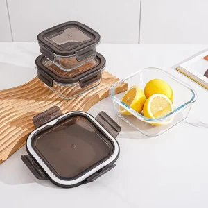 Stackable Glass Food Container Set with Locking Lids, Microwave and Dishwasher Safe