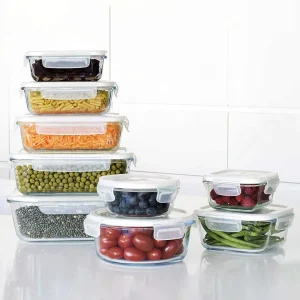 Stackable Glass Storage Box Lunch Box for Refrigerator Kitchen Storage