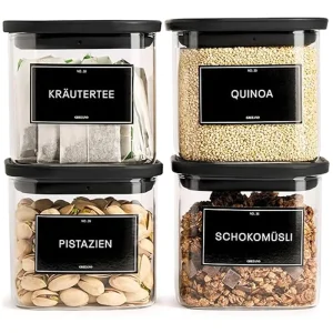 Stackable High Borosilicate Glass Food Storage Containers Airtight Kitchen Jars with Clear Lid for Pasta Cereal Spices Dry Food