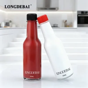 Stock 100ml 150ml 250ml Empty Glass Hot Sauce Woozy Bottle Salad Sauce Bottle Chili Bottles With Screw Plastic Cap