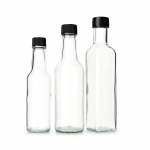 Stock 250ml Round Glass Ketchup Jar with Plastic Flip-Top Lid for Restaurant Condiment Table Use