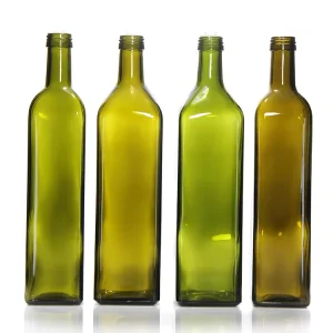 Stock Clear Olive Oil Glass Bottle 250ml 500ml 750ml Empty Square Oil Bottle With Screw Cover Glass Bottles
