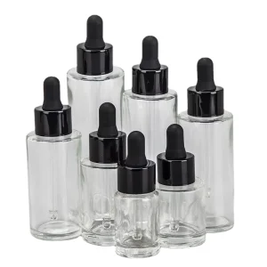 Stock Customized Support 15 30 50ml clear Shiny Frosted Flat Shoulder Glass Dropper Bottle Screen Printed Skin Care Serum