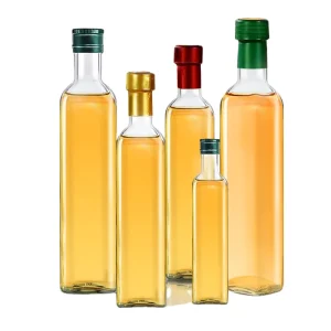 Stock Empty clear Glass Olive Oil Bottle 250ml 500ml 750ml 1000ml Cooking Oil Glass Bottles with Plastic Aluminum Cap