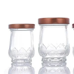Stocked 50ml 500ml clear Glass Food Milk Tea Pudding Storage Mason Jar With Cap
