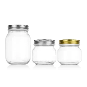 Stocked Sealed Clear Round Borosilicate Glass Mason Jar Storage Bottles and Jar Glass Jar with Metal Lid