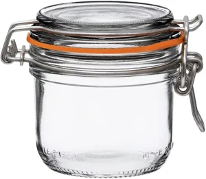 Straight-Body Glass Canning Jar with Airtight Rubber Seal and Glass Lid for Jam