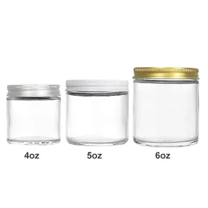 Straight-Sided Clear Glass Jars 2 Oz 4 Oz 8 Oz 16 Oz for Food and Cosmetics