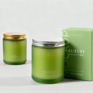 Straight-Sided Matte Clear Glass Candle Jar with Gold Aluminum Screw Lid, Empty Wax Container