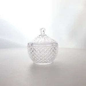 Stylish 430ml Elegant Crystal Clear Glass Jar with Cover for Spices & Wedding Home Decor Storage