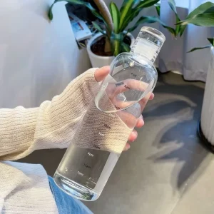 Stylish Leak Proof Graduated Water Bottle For Car Transparent Unisex