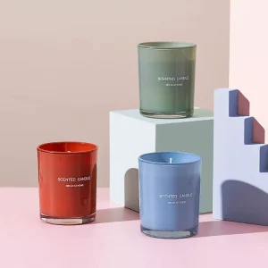 Stylish Morandi Solid Color Glass Jar Scented Candle Natural Soy Wax Minimalist Design for Table Display
