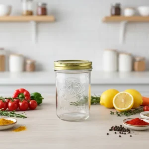 Super Clear Glass Wide Mouth 16oz 25oz 32oz Mason Jars With Split Tops Screw Cap for Food Storage