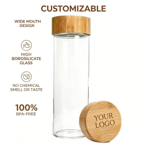 Supermarket Insulated Borosilicate Glass Water Bottle Custom Color Bulk Drinking Glass