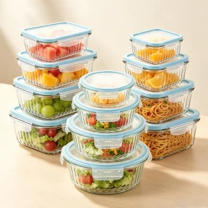 Supplier Leak Proof Glass Food Storage Containers with Lids High Borosilicate Glass BPA Free Microwave Safe for Pantry