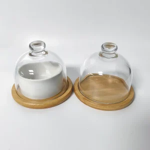 Sustainable Butter Storage Container Cute Butter Tray Packaging with Glass Dome for Table Kitchen Countertop Refrigerator