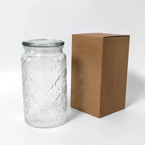 Sustainable Carved Counter Jar Multifunctional Embossed Glass Coffee Container with Airtight Glass Lid for Candy Sugar & Snacks