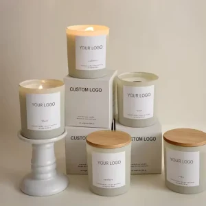 Sustainable Soy Wax Candle in Frosted Glass Container with Bamboo Lid Clean Burning & Eco Friendly Great for Home Use