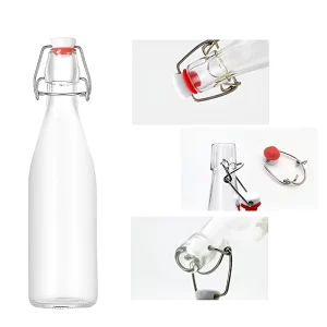 Swing Top Clear Glass Bottles for Milk Beer and Spirits