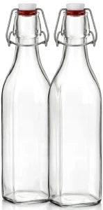 Swing Top Square Glass Bottles 33.75 Oz Airtight Flip Top Lids for Water Oil Vinegar Beverages Juices & Smoothies Packaging