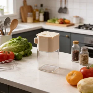 T 6098 2 in 1 Glass Salt Spray Shaker Leak Resistant Non Toxic Plastic Lid 180ml Capacity Modern Kitchen Container