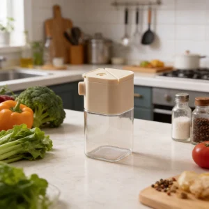 T 6098 2 in 1 Glass Salt Spray Shaker Leak Resistant Non Toxic Plastic Lid 180ml Capacity Modern Kitchen Container