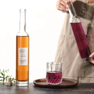 Tall Slim Clear Long Neck Glass Wine Bottles for Ice Wine Fruit Wine Liquor