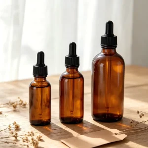 Tea-Colored Essential Oil Glass Dropper Cylinder Light-Proof Travel Concentrate Liquid Packaging Bottle with Screen-Printed Design
