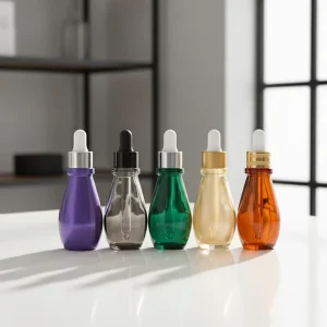 Teardrop Shaped Colorful Glass Dropper Empty Essential Oil Bottles