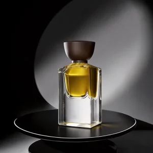 Thick-Base Glass Perfume Bottle with Wooden Cap and Crimp Sprayer