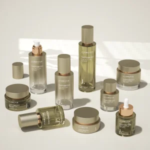 Thick Bottom Glass Skincare Packaging Cylinder Empty Toner Bottle Jar Set for Cosmetic Cream