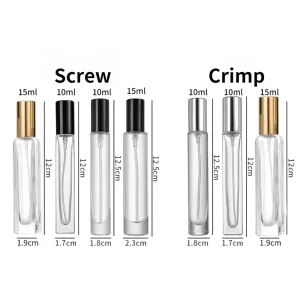 Thick-Bottom Round Glass Perfume Atomizer Spray Bottle with Crimp Neck or Screw Neck, 10ml 15ml