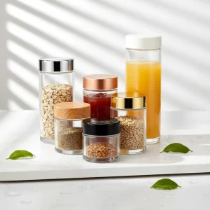 Thick Glass Jar 200ml-750ml with Large Opening for Food Sauce and Cookie Storage