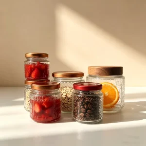 Thick Glass Jars with Lids for Kitchen Pantry Food Storage Honey and Jam