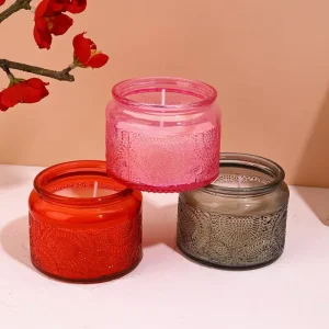 Thick Round Glass Candle Jar with Metal Lid