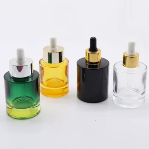 Thick Wall Clear 30ML Glass Dropper Bottle Heavy Bottom 1OZ Glass Cosmetic Toner Pump Serum Bottle for Skincare