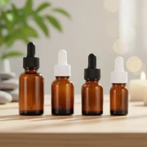 Thick Wall Frosted Glass Dropper Bottle for Premium Serum Stable Base Design Multiple Color Caps Available