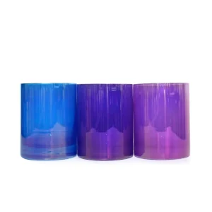 Thick-Wall Large Blue Purple Round Glass Candle Container