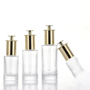 Thickened Clear Glass Essential Oil Dropper Bottles with Press Cap Multi size Cosmetic Serum Refill Containers