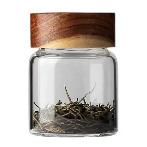 Thickened Heat Resistant Borosilicate Glass Spice Storage Jar with Acacia Wood Lid