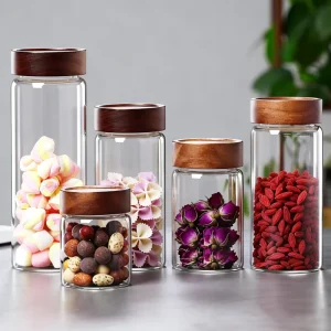 Thickened Transparent Glass Storage Jar for Nuts and Groceries with Sealed Lid