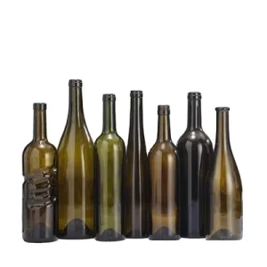 Top Grade 750ml Brown Green Glass Wine Bottles with Cork Stopper
