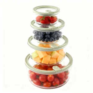 Toughened Anti-Overflow Glass Food Storage Container, Microwavable and Dishwasher Safe, 1200ml