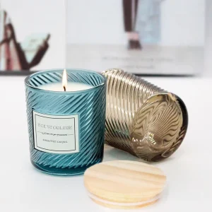 Translucent Blue and Brown 6 oz 8 oz 12 oz Glass Soy Wax Candle Holder