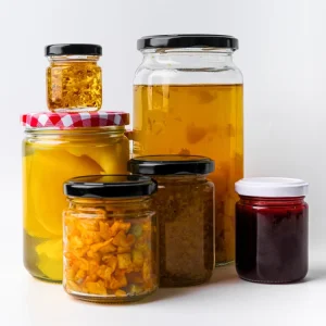 Transparent 250ML 500ml 720ml Honey Glass Jam Jar Canning Pickles Glass Jars with Metal Lid