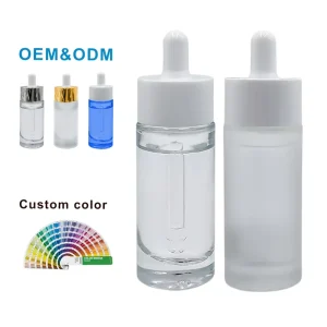 Transparent 30ml Glass Dropper Bottle Thick Bottom with Big Dropper Cap