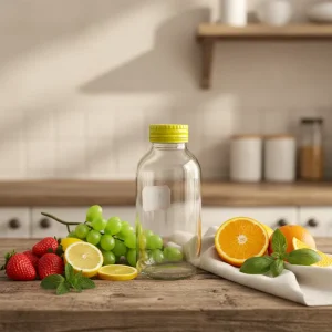 Transparent 330ml Juice Glass Bottle with Anti theft Aluminum Cap for Pepper Sauce Juice Beverage Packaging