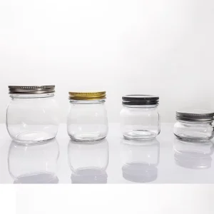 Transparent 500ml Glass Storage Jar with Metal Lid and Wide Mouth for Dry Goods