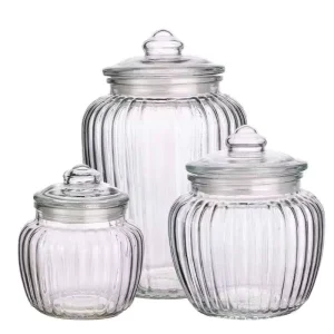 Transparent 600ml 1500ml Glass Bottles and Jars for Kitchen Storage